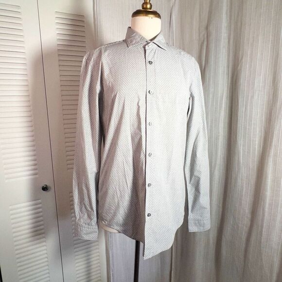Hugo Boss | Men’s | Dress Shirts | M | Slim Fit Grey Patterned Designer Shirt - Picture 1 of 5